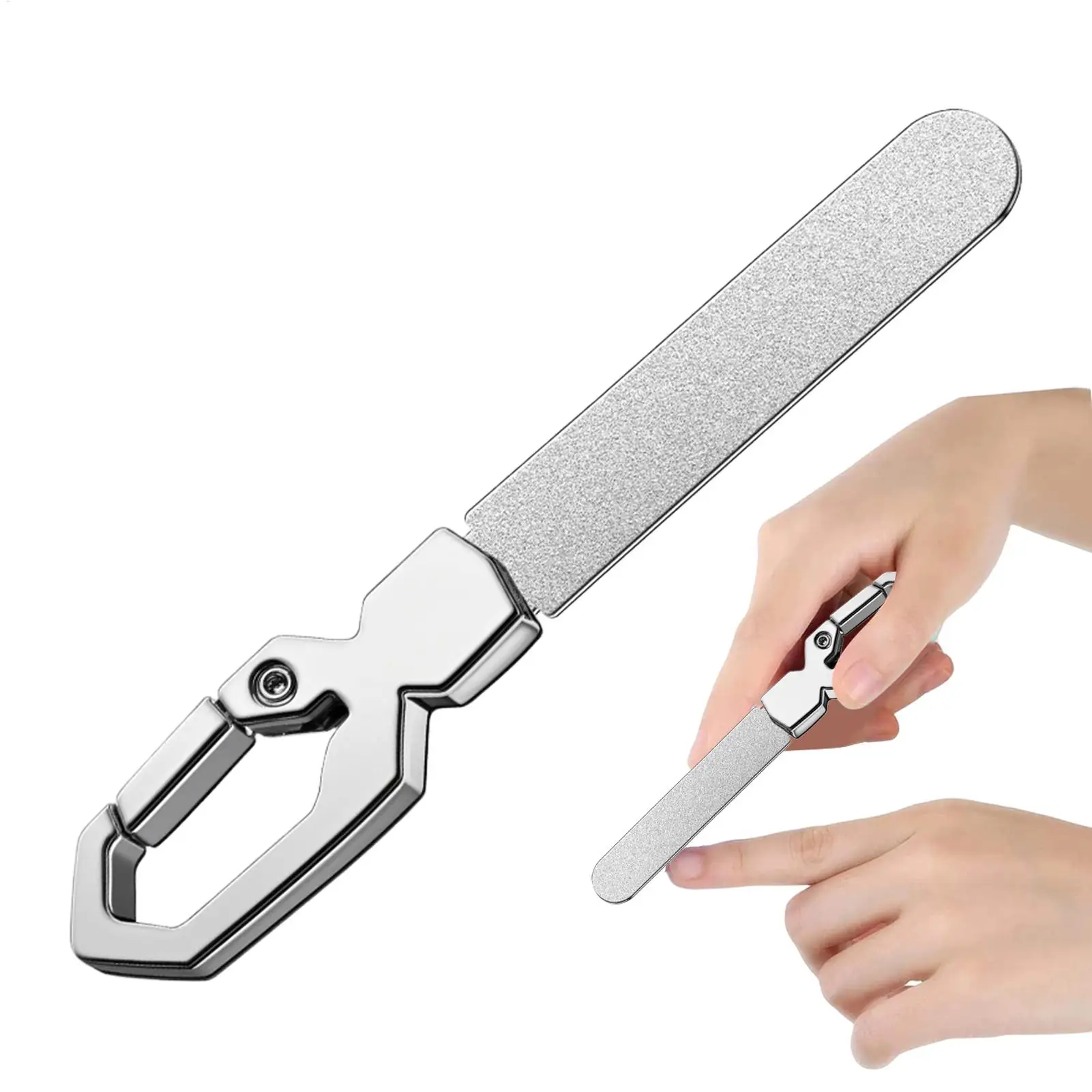 Double-Sided Nail File Grinding Polishing Stainless Steel File Portable Nail Grinder With Key Ring For Home Business Car