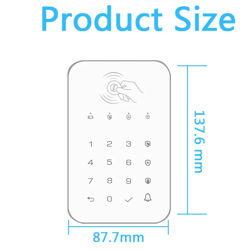 Wireless Smart Keyboard Lock Touch Keyboard RFID Card Unlock White Home Security 433MHz Frequency Connect To Alarm Host