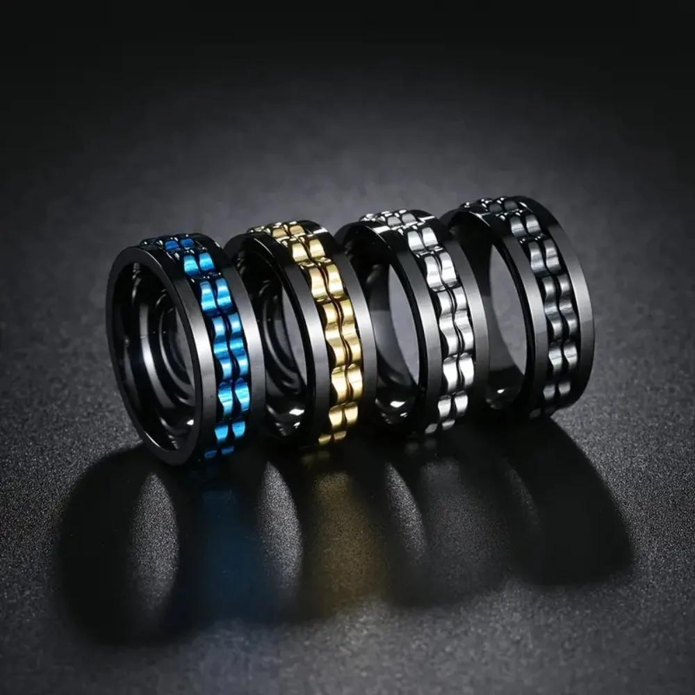 Punk Style Fidget Ring Made Of Stainless Steel Rotatable Design MultiStyles To Choose Suitable For Men And Women Anxiety Jewelry