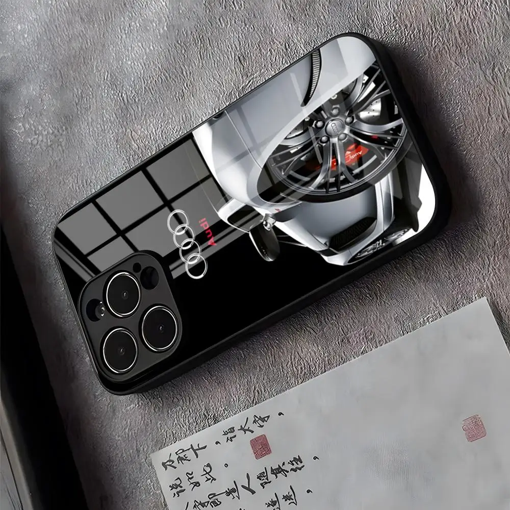A-AUDI COOL RS Q-Q8 Handyhülle für iPhone 17 Pro Max 16 15 14 Pro Max 13 11 X Xs Xr 8 7Plus Glasabdeckung