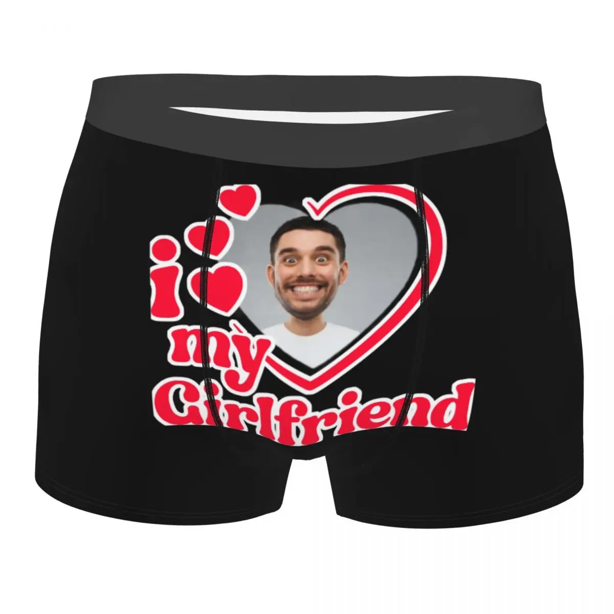 

I Love My Girlfriend Custom Man Long Underwear Boxer Shorts Panties Humor Mid Waist Underpants for Male S-XXL Personalized
