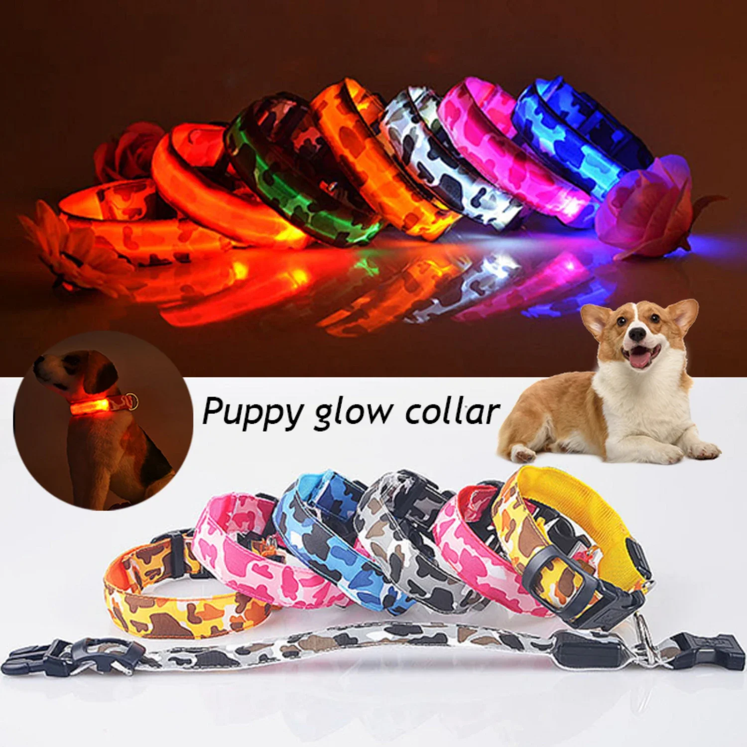 

Essential and Reliable Bright LED Dog Collar Light for Night Safety: Luminous Glowing Reflective Nylon Collar - Pet Supplies for