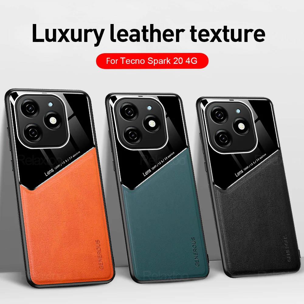 Full Lens Protector Shell For Tecno Spark 20 4G Magnetic Luxury leather Phone Case For Spark20 Spark 20C Spark 20 C C20 4G Coque