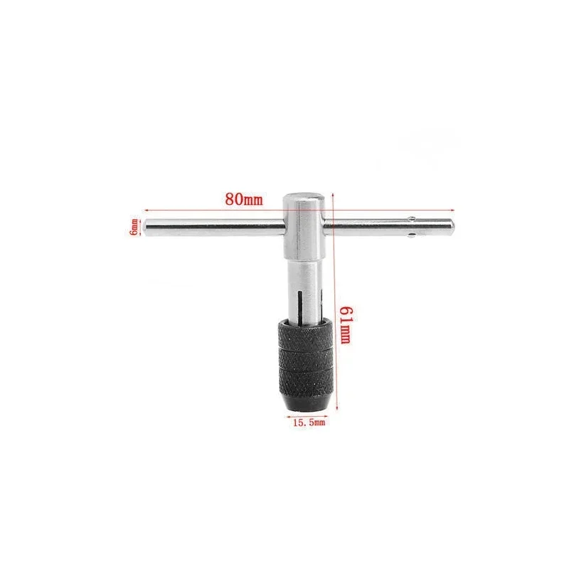 Portable T-Handle Tap Wrench Drill Hand Tapping Hand Tools Machine Screw Thread Tap Twist-Bits/M 4/M5/M6 DIY Holder