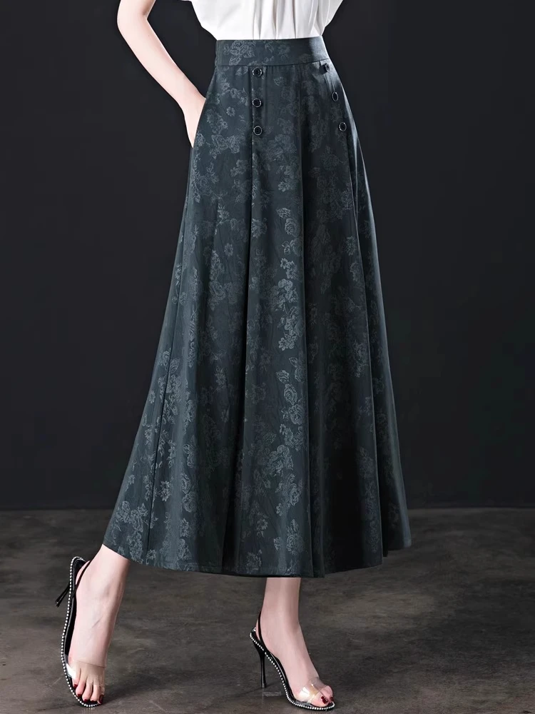 

Ladies Summer Thin Nine-Five Ice Silk Wide Leg Pants High Waist Trousers Skirts for Middle-Aged Women Comfortable Casual Loos...