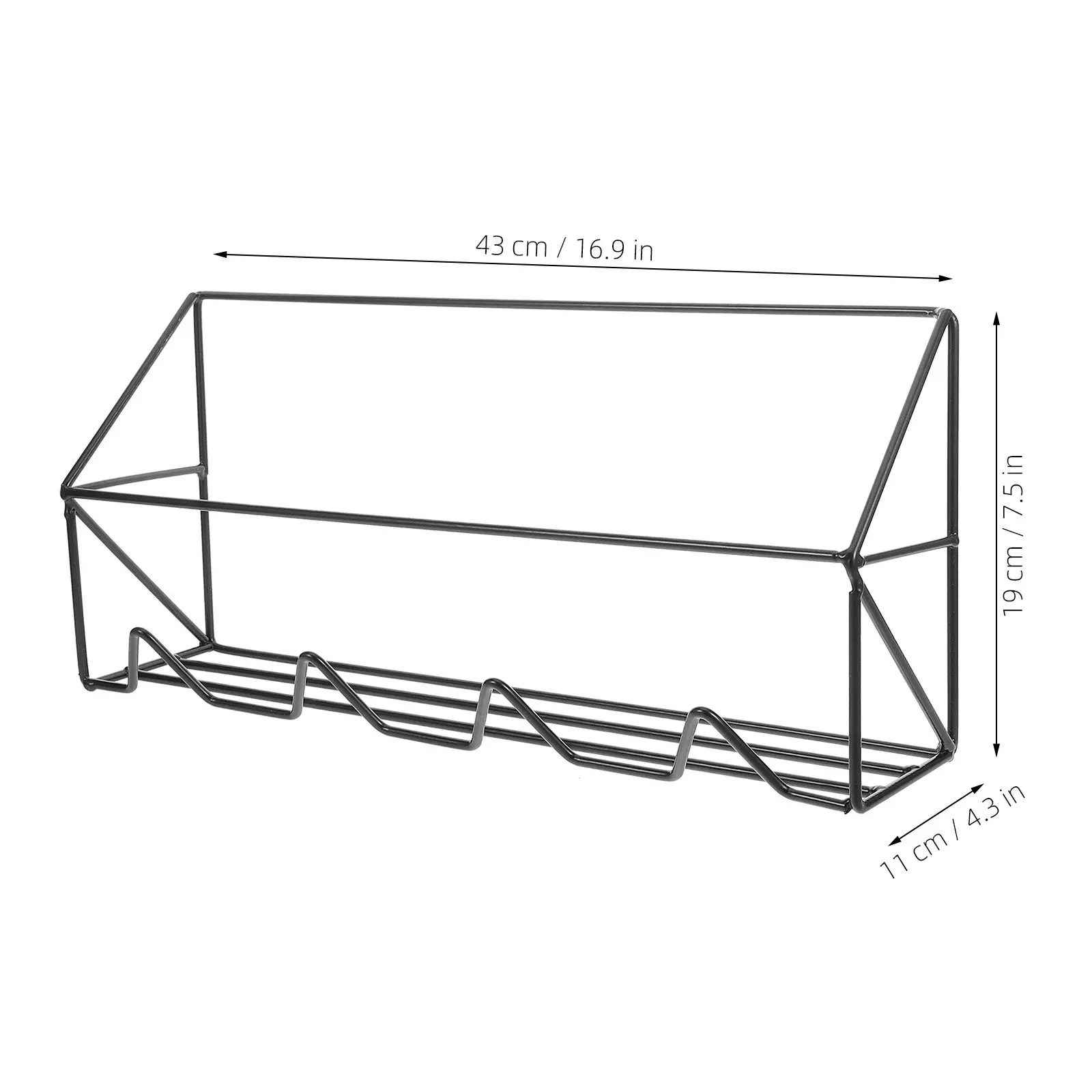 Black Wall Mounted Japanese Style Storage Rack No Drilling Adhesive Hanging Shelf for Bathroom Kitchen Bedroom Office Metal Wire