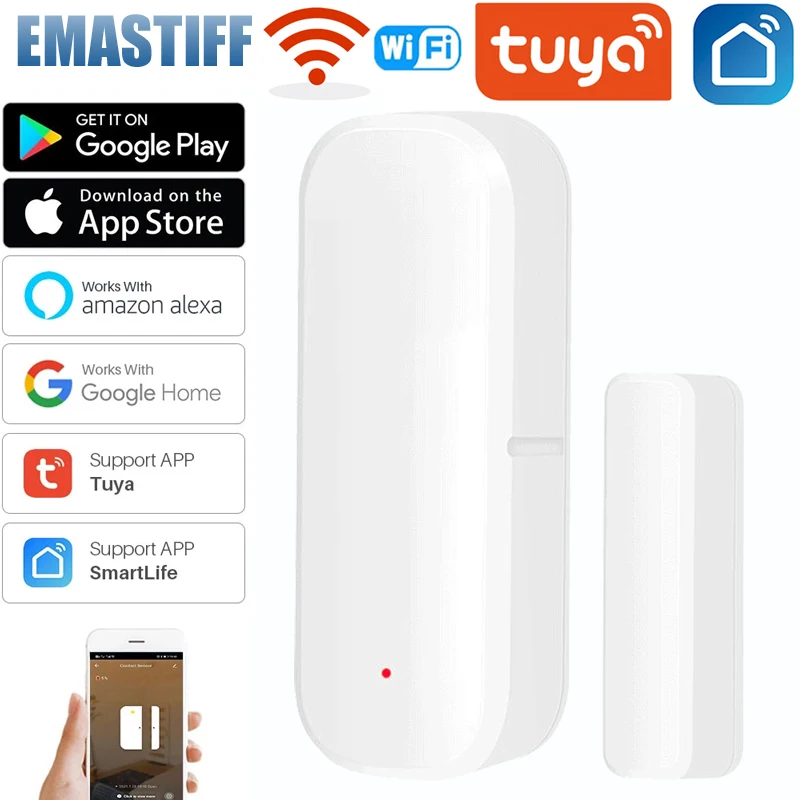 Tuya Smart WiFi Door Sensor Door Open / Closed Detectors WiFi App Notification Alert/Sound security alarm with Alexa Google Home