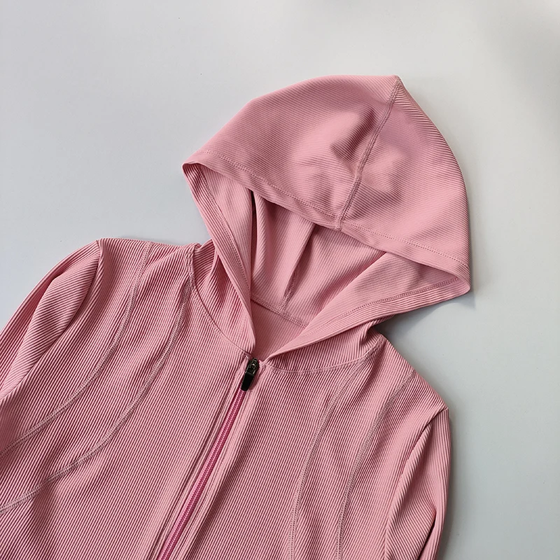 سترة يوجا نسائية بغطاء للرأس وأكمام طويلة معطف رياضي للجري في صالة الألعاب الرياضية والملابس الترفيهية والتمارين #5