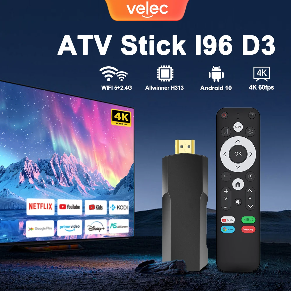 

TV Stick Android 10 Allwinner H313 Quad Core Cortex A53 Portable Mini TV Dongle Media Player for YouTube NETFLIX Smart TV Box D3