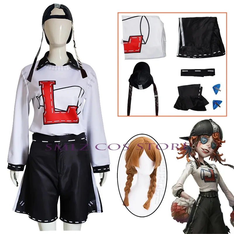 

Game Identity V Cosplay Anime Lily Barrier Costume Cheerleader Uniform Hat Wig Set Halloween Party Role Play Outfit for Woman