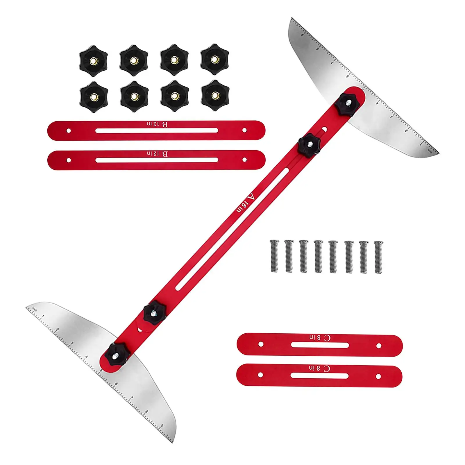 Red Stair Tread Template Measuring Tool Range 11.4inch-60.7inch Accessory