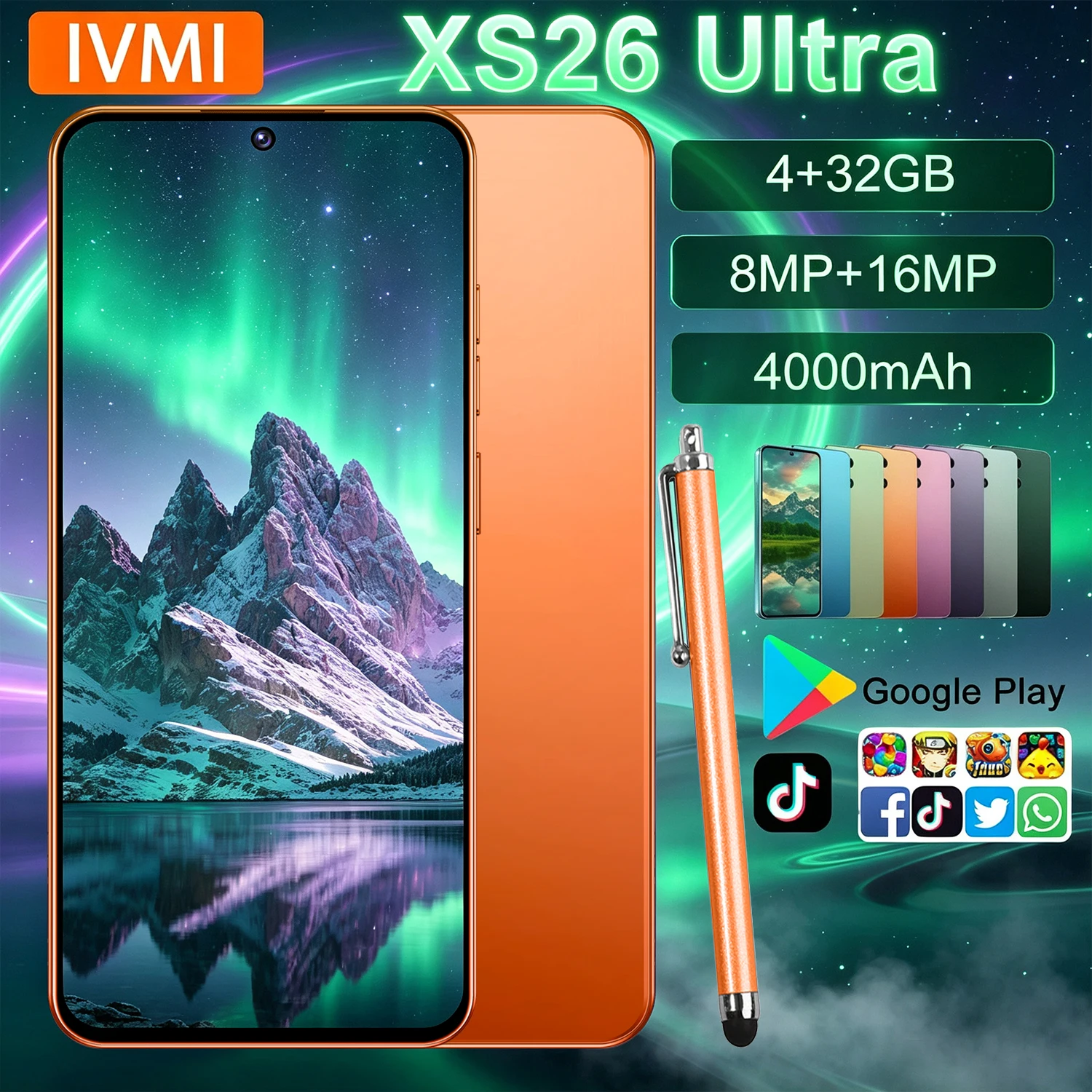 IVMI XS 26 Ultra Android 12 Smartphone  6.56 inch Screen 4+32GB 8+16MP 4000mAh For Google Play Store Face ID Mobile Phone