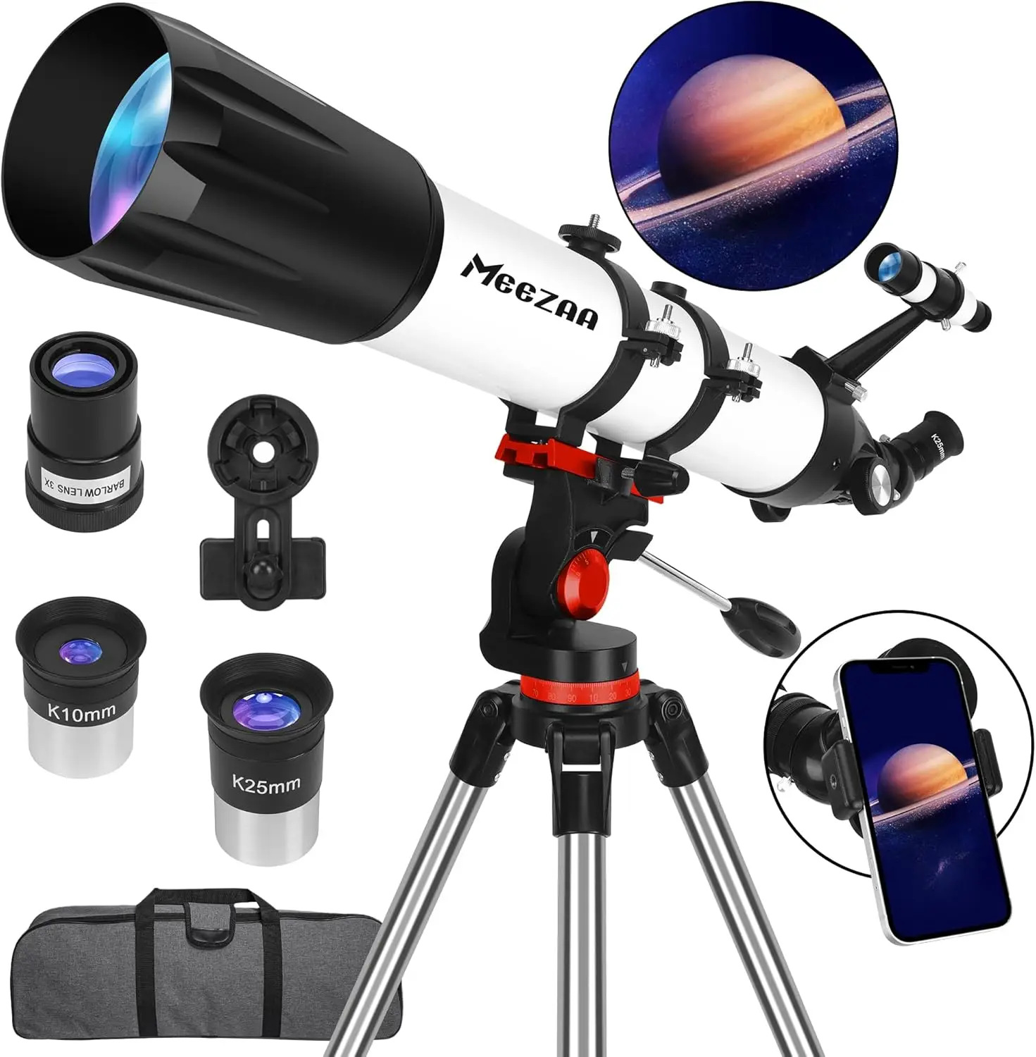 Telescope for Adults High Powered Professional, 90mm Aperture 800mm Refractor Telescope for Astronomy Beginners Fully Multi-Coat