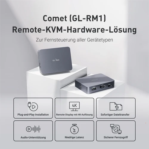 Imagen 2 del producto GL.iNet Comet (GL-RM1) Control remoto KVM sobre Internet 4K@30Fps Soporte de escala trasera Teclado remoto Ratón de vídeo