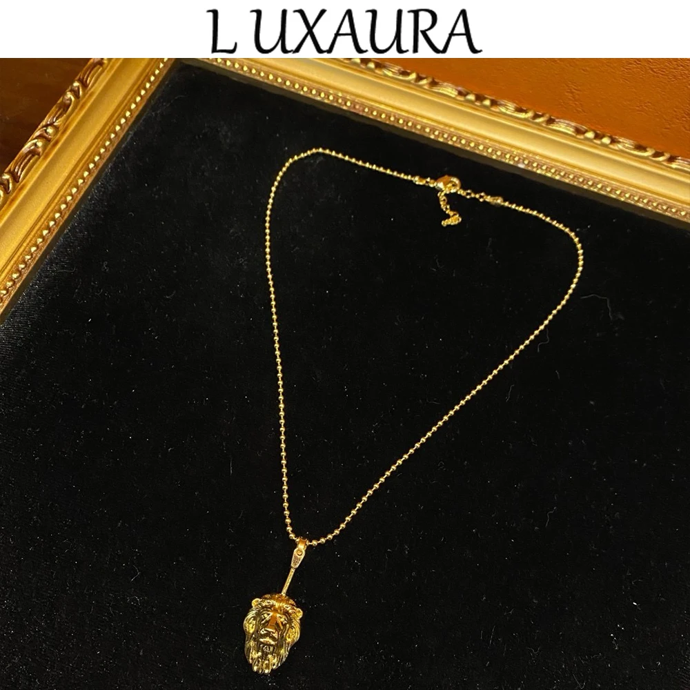 

Vintage fashion classic copper plated 18K golden lion's head pendant paired with bohemian women's jewelry necklace