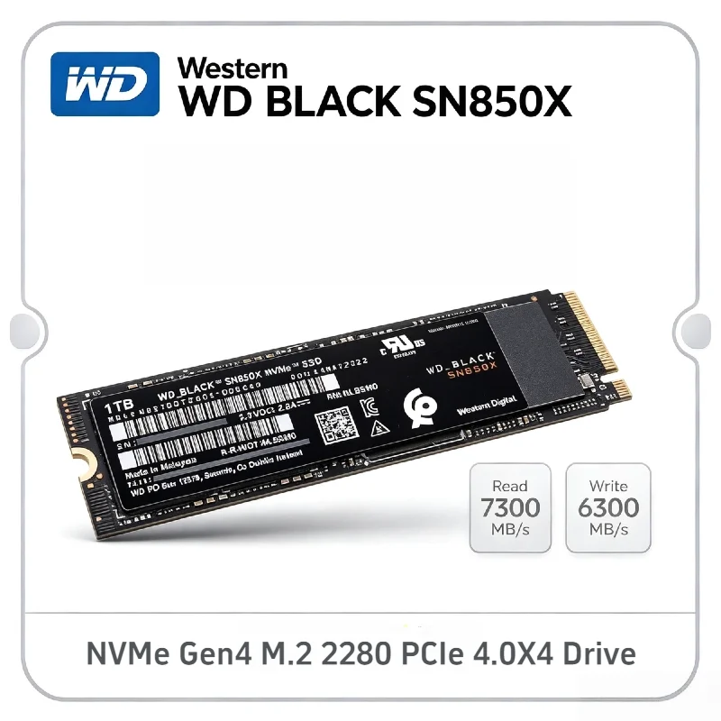 Western Digital WD SN850X 1TB 2TB 4TB NVMe PCIe Gen 4.0 M.2 2280 SSD 7300MB/s for PS5 Desktop Laptop