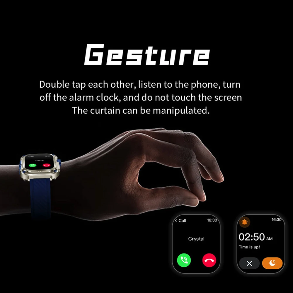 Smartwatch all'aperto Impermeabile 2.04 "Smart Watch da uomo Controllo dei gesti Blue Tooth Call Sport Fitness Orologi Bussola Frequenza cardiaca