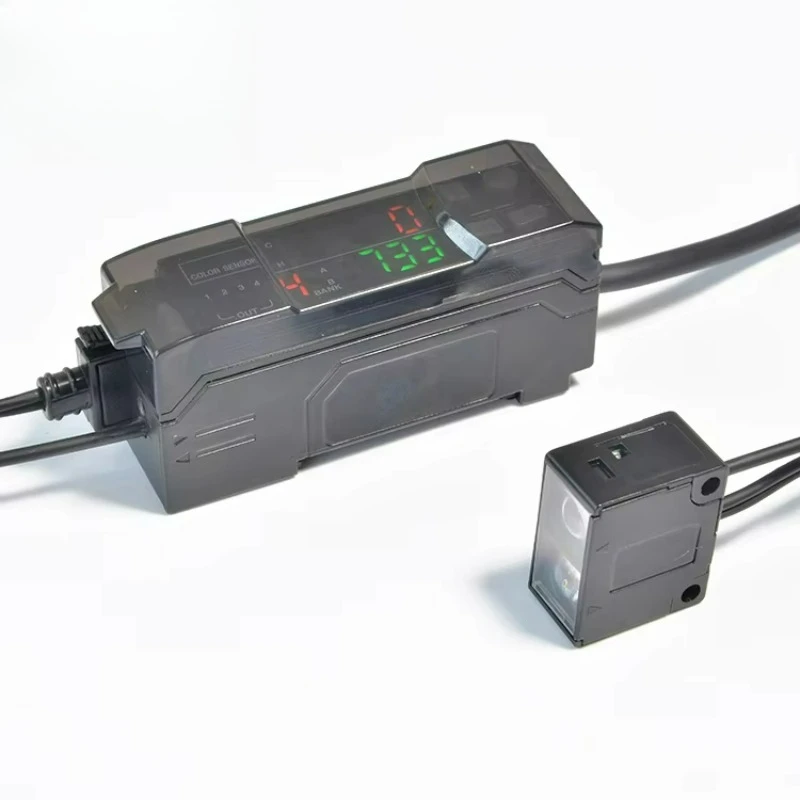 Color Recognition Photoelectric Sensor FW-V21N Fiber Optic Probe Amplifier RGB Smart Digital Display Color Mark Positioning