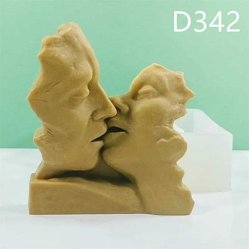 12-16cm Kissing Couple Candle Silicone Mold Kissing Cake Chocolate Silicone Mold Valentine's Day Gift Statue Resin Gypsum Mold