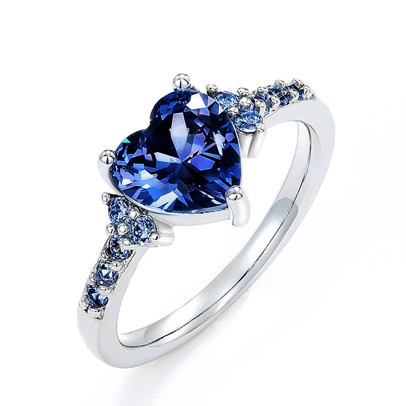 Huitan Lila Herz-Zirkonia-Ringe für Frauen, einzigartige Hochzeit, Verlobung, Accessoires, ausgefallene Dame, Geschenk, romantischer, trendiger Schmuck – Detail 12