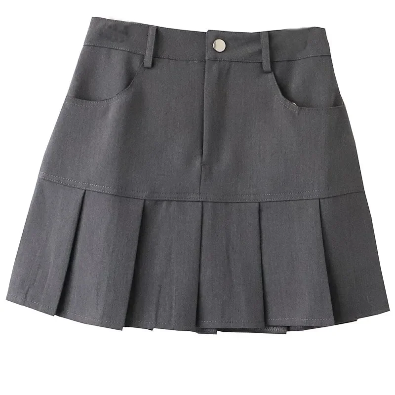 Plisowana spódnica z wysokim stanem damska w stylu uczelnianym, spódnice mini w stylu Y2K vintage, spódnice damskie koreańskie, dopasowane spódnice w kształcie litery A.