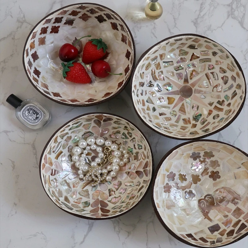 Creative Handmade Decoration Coconut Shell Bowl, Wood Breakfast Bowl, Original Fruit Salad Dish Restaurant Tableware Storage - Image 2