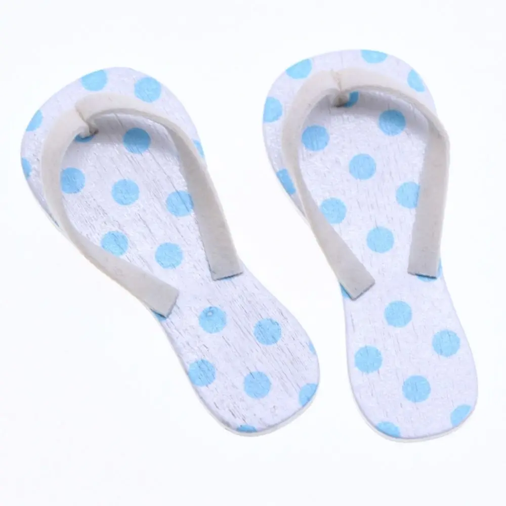 1 คู่ 1:12 ตุ๊กตาตุ๊กตา Flip Flops มินิจําลอง Miniature Flip-Flops ตกแต่งไม้มินิรองเท้าแตะลําลอง