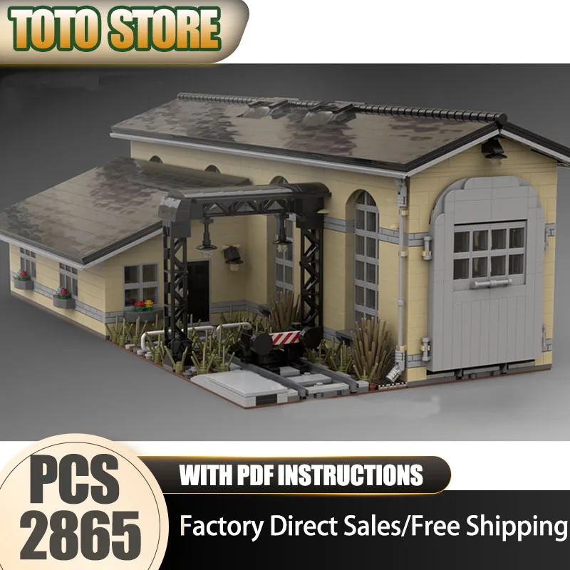 

City Street View Model Moc Building Blocks Modular Locomotive Shed Model Technology Brick Assembly Construction Toy Holiday