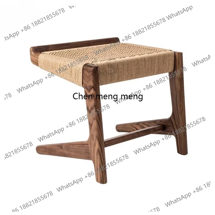

Simple modern solid wood woven rope bedside stool living room foyer shoe changing stool Chinese sofa bench