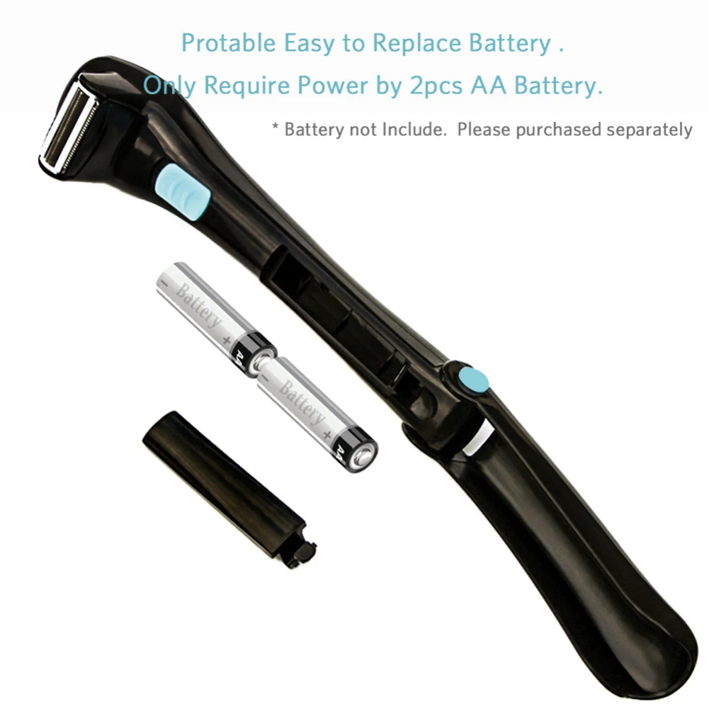 Limited Edition Men Shaving 180 Degrees Foldable Electric Back Hair Shaver Battery Manual Long Handle Hair Remover