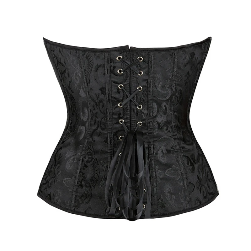 Gothic Lace-Up Overbust Corsets Sexy Women\'s evening corset top Vintage black Side Zipper Body Shaper Underwear Bustiers