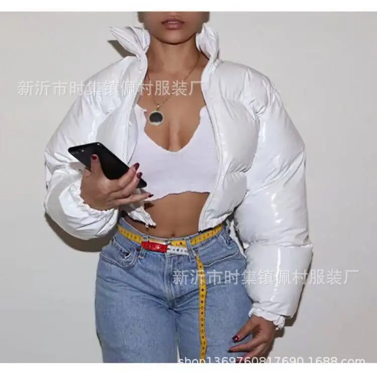 Women's Autumn Winter Tops Coat Cotton Coat Long Zipper Glossy Thickened Slim Slim Loose Leisure Simple Comfortable Versatile