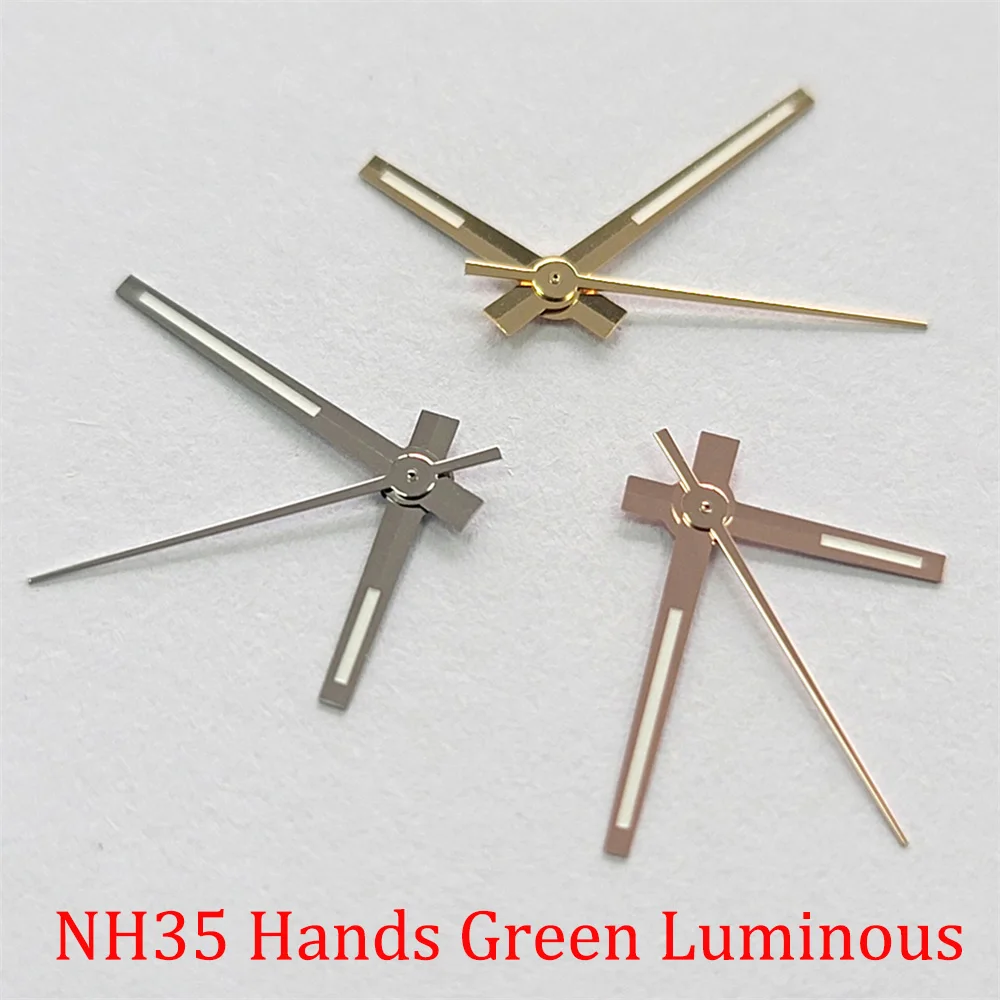 

Silver Rose Gold NH35 Hands Green Luminous Watch Hands 8mm 12mm 12.5mm Watch Pointers for NH35/NH36/4R/7S Movement Datejust