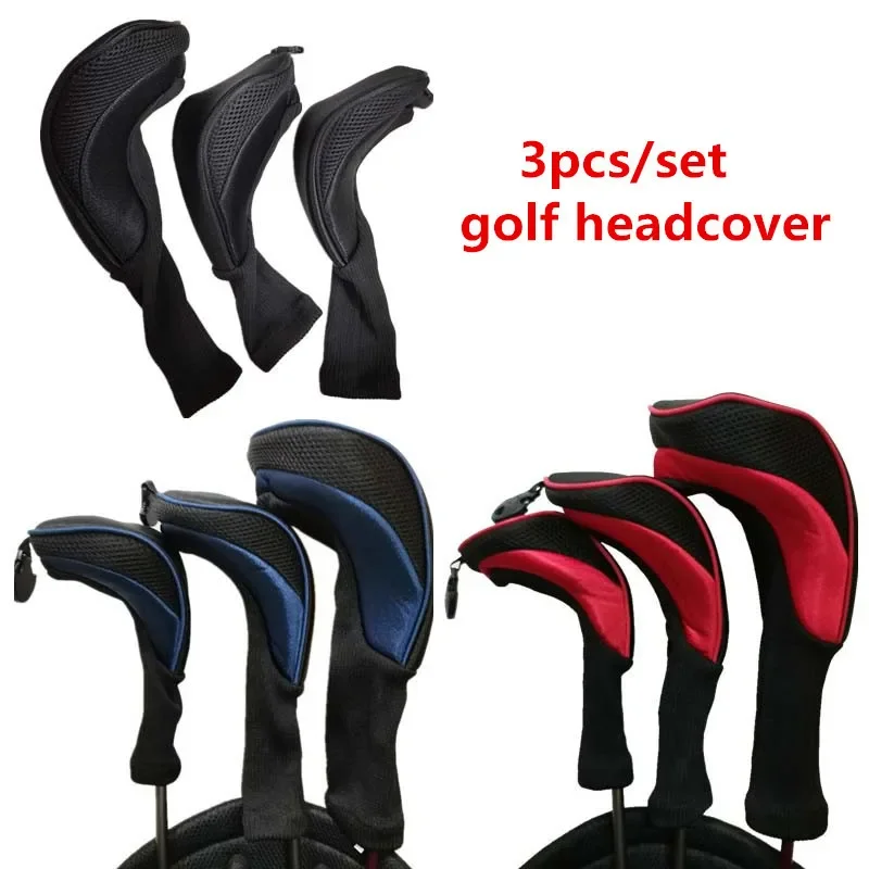 Golf Club Cover Long Neck Golf Wood Club Cover 3-piece Set Mesh Golf Cover