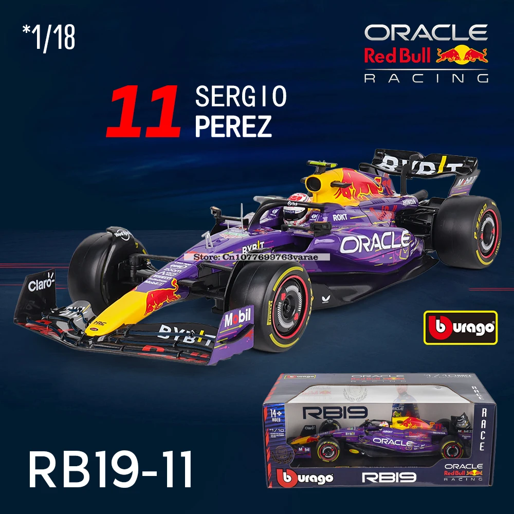 Bburago 1:18 2023 Las Vegas F1 Red Bull Racing RB19 1# 11# racing model simulation car model alloy car toy collection