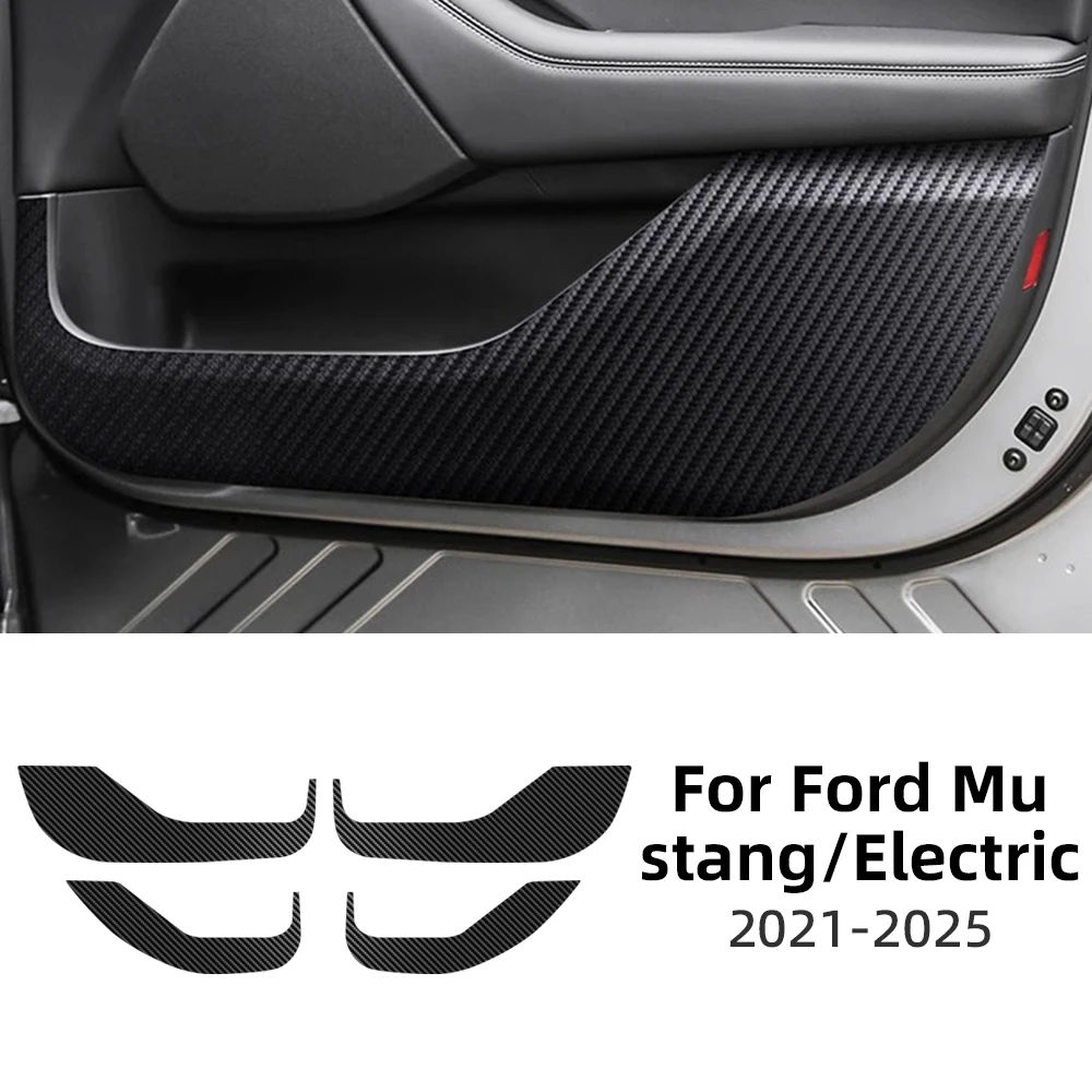 Suede For 2021 2022 2023 2024 2025 2026 Ford Mustang Mach-E Door Anti-kick Pad Car Leather Carbon Mat LHD RHD Trim Accessories