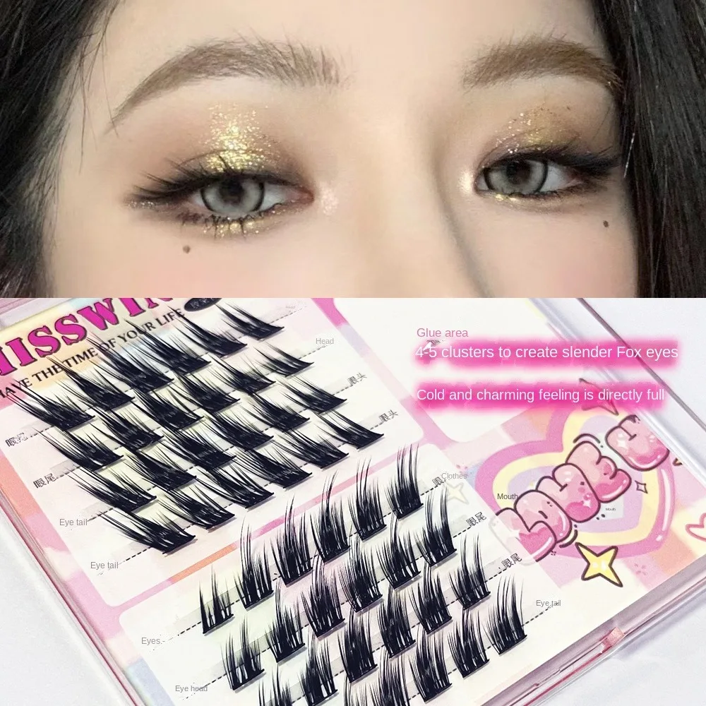 Skew Flying Fox False Eyelashes C Curl Hybrid Fairy False Eyelashes Segmented Little Devil Comic DIY Extension Lashes