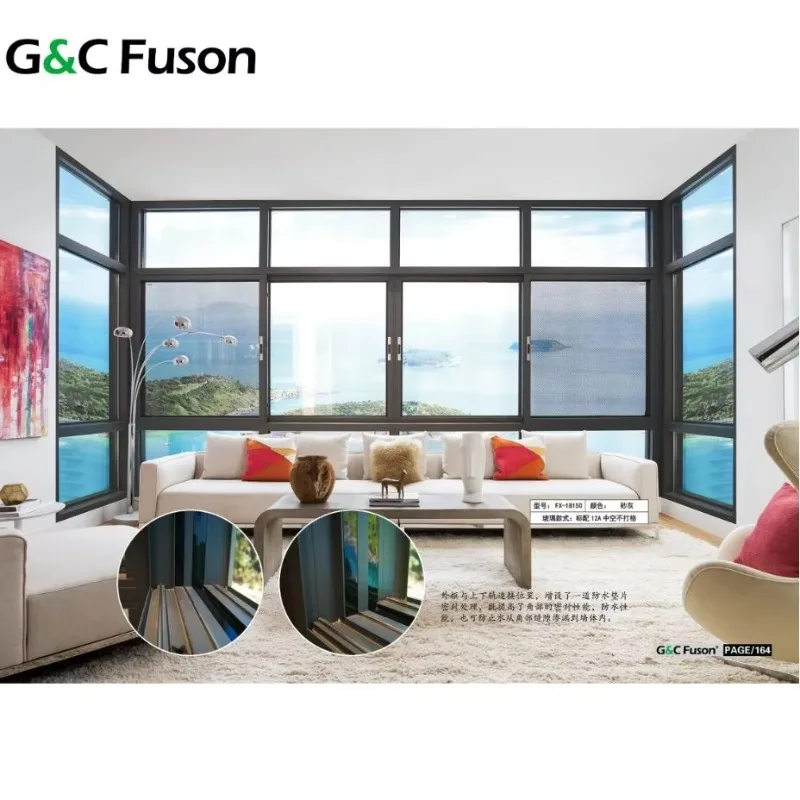 Fuson Australian Standard Customized Waterproof Basement Tinted Glass Kitchen Balcony Aluminum Sliding Windows For House