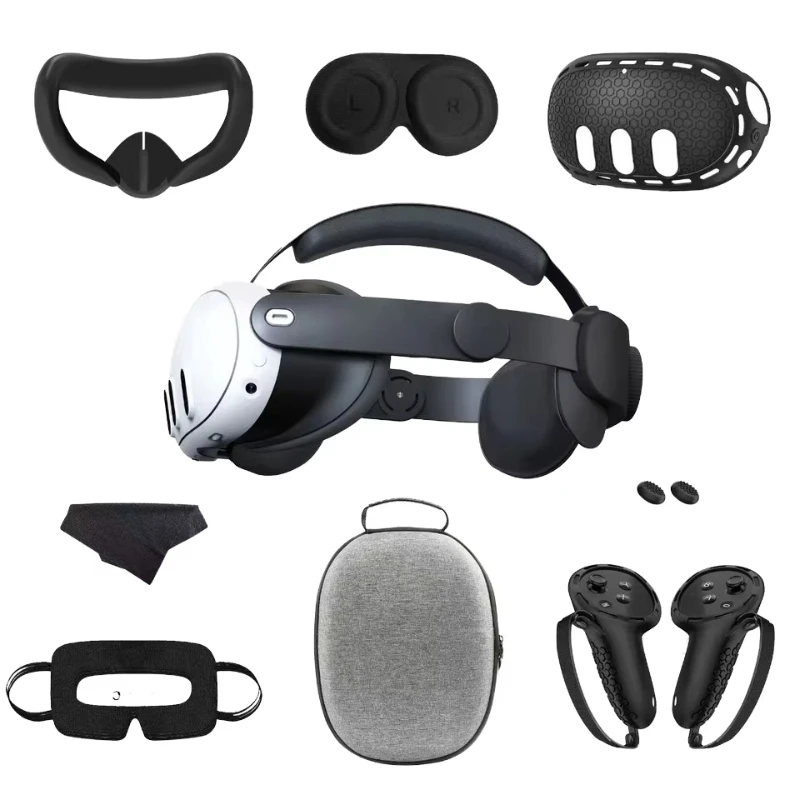 Ergonomically Designed Silicone Wireless Virtual Reality Game Accessories Full Set Compatible for Meta Quest 3 Headsets