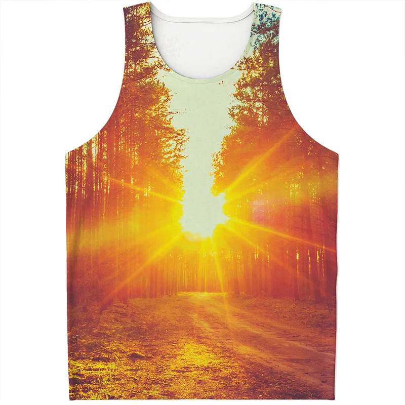 

Fashion Sunrise Tank Top For Men Summer 3D Printed Sunlight Vest Sports Fitness Quick Dry Sleeveless Tees Tops Oversized Tshirts