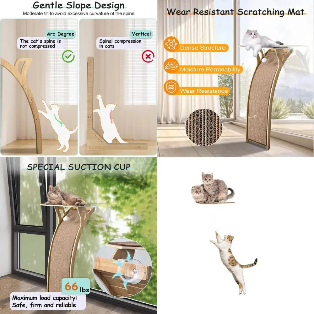 

Large Cat Window Climbing Tree with Scratch Ramp, 48 Multi-Level Perch, Holds Up to 66lbs