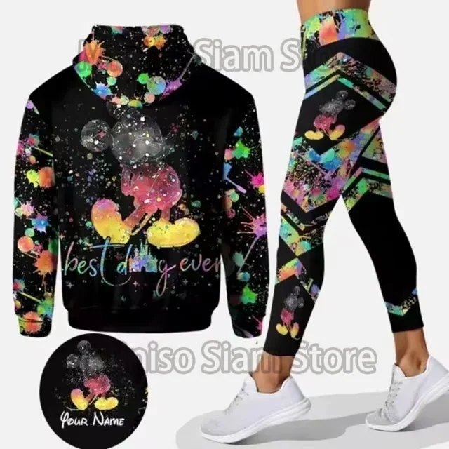 Hoodie 3D Women's Set Yoga Pants Sports Disney Yoga Hoodie Tight Pants Fashion Sportswear Women's Clothing women clothing Stitch