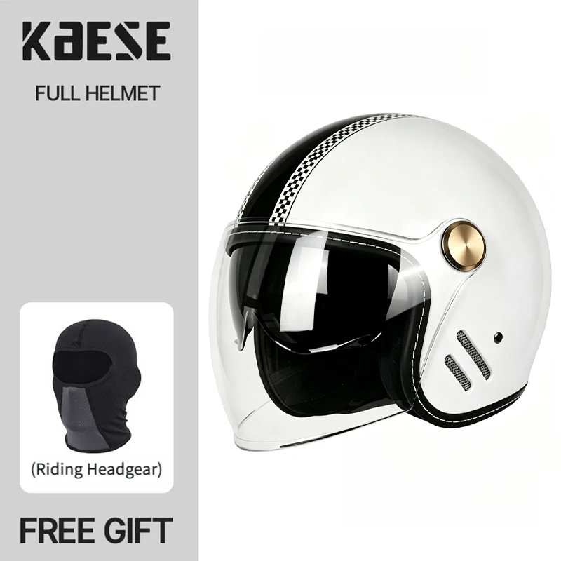 Streamlined White Check Side Air Vents Ergonomic Reserved Bluetooth Headset Slot Breathable Motorbike Protective Helmet
