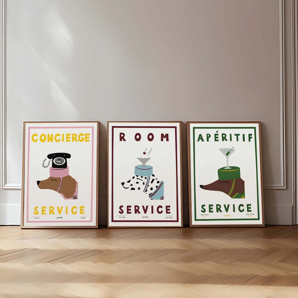 

Cute Animal Nordic Art Colorful Cartoon Dog Illustrations Poster Canvas Paintings Wall Art Pictures Kindergarten Home Decor