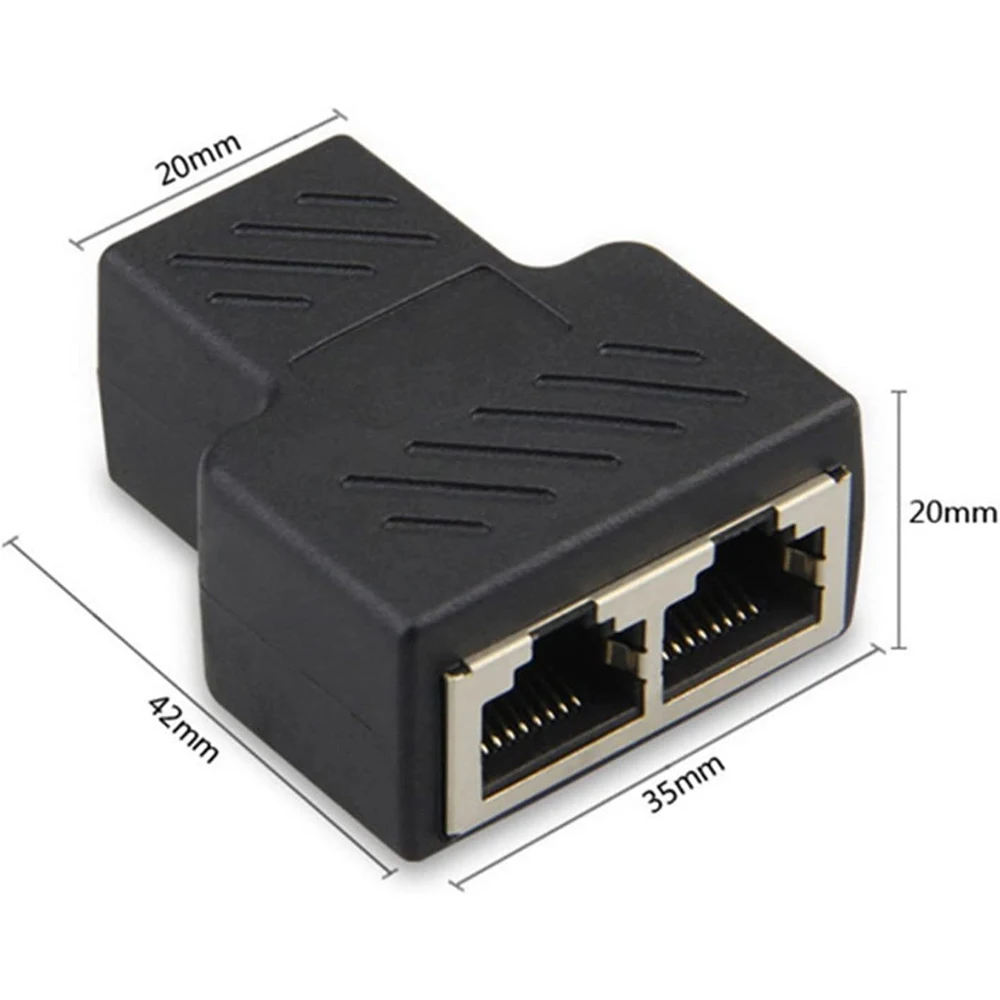 Hoolnx RJ45 Ethernet Splitter Adapter, 1 to 2 Network Extender Connector Female to 2 Female 8P8C Extension Plug LAN Coupler