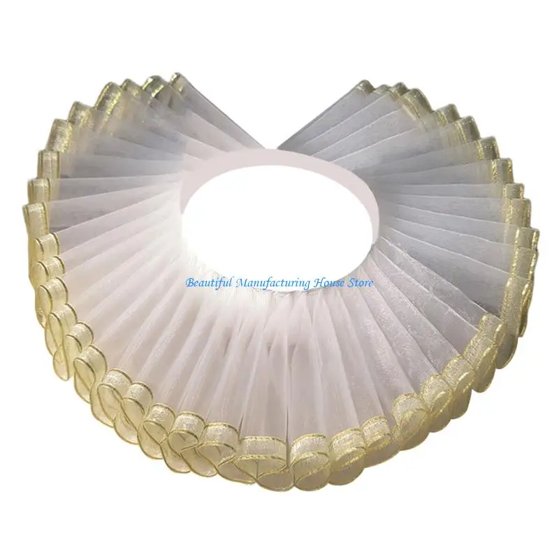 E56A Victorian Detachable Ruffle Neckpiece False Collar Neck Ruff For Cosplay Halloween Costumes Renaissances Event