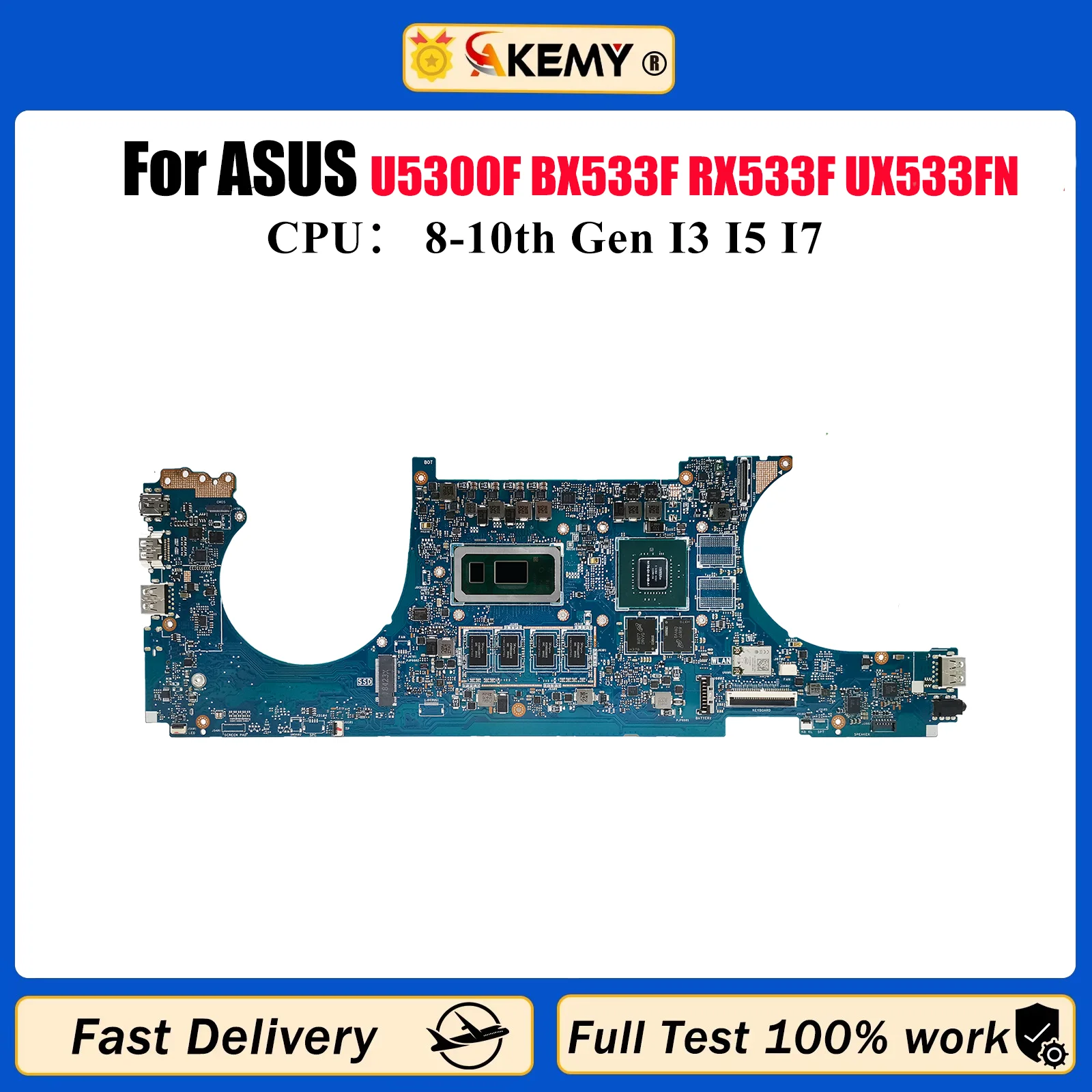 

UX533FN Laptop Motherboard For ASUS ZenBook UX533F U5300F BX533F RX533F UX533FN UX533FD Notebook Mainboard With I3 I5 I7 CPU stk