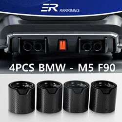 4pcs Upgrade for BMW M5 F90 Carbon Fiber Exhaust Tip Auto Car Muffler Exhaust Black Tail Pipe Car Decoration