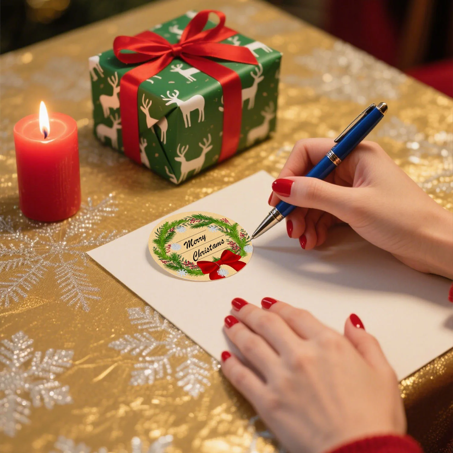 3.8 سنتيمتر كبيرة 320 ورقة/بكرة دائرية عيد الميلاد كرافت ورقة ملصق ملصقات الزخرفية DIY الخبز الختم