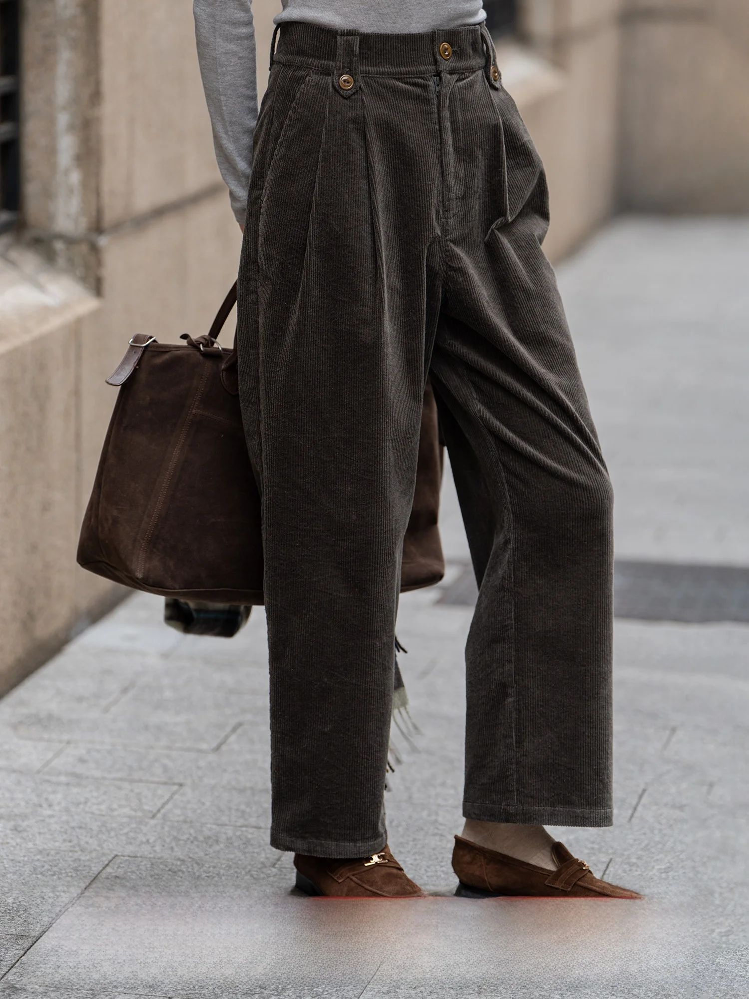 

Dailyart Islandland Polar Night винтажные вельветовые прямые брюки с высокой талией, повседневные женские брюки с девятью зубцами, осень-зима